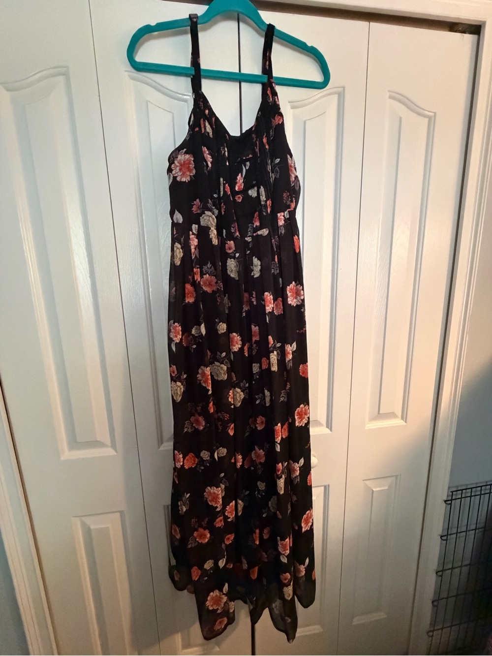 torrid Black Floral Maxi Dress with Pink & Cream Flowers